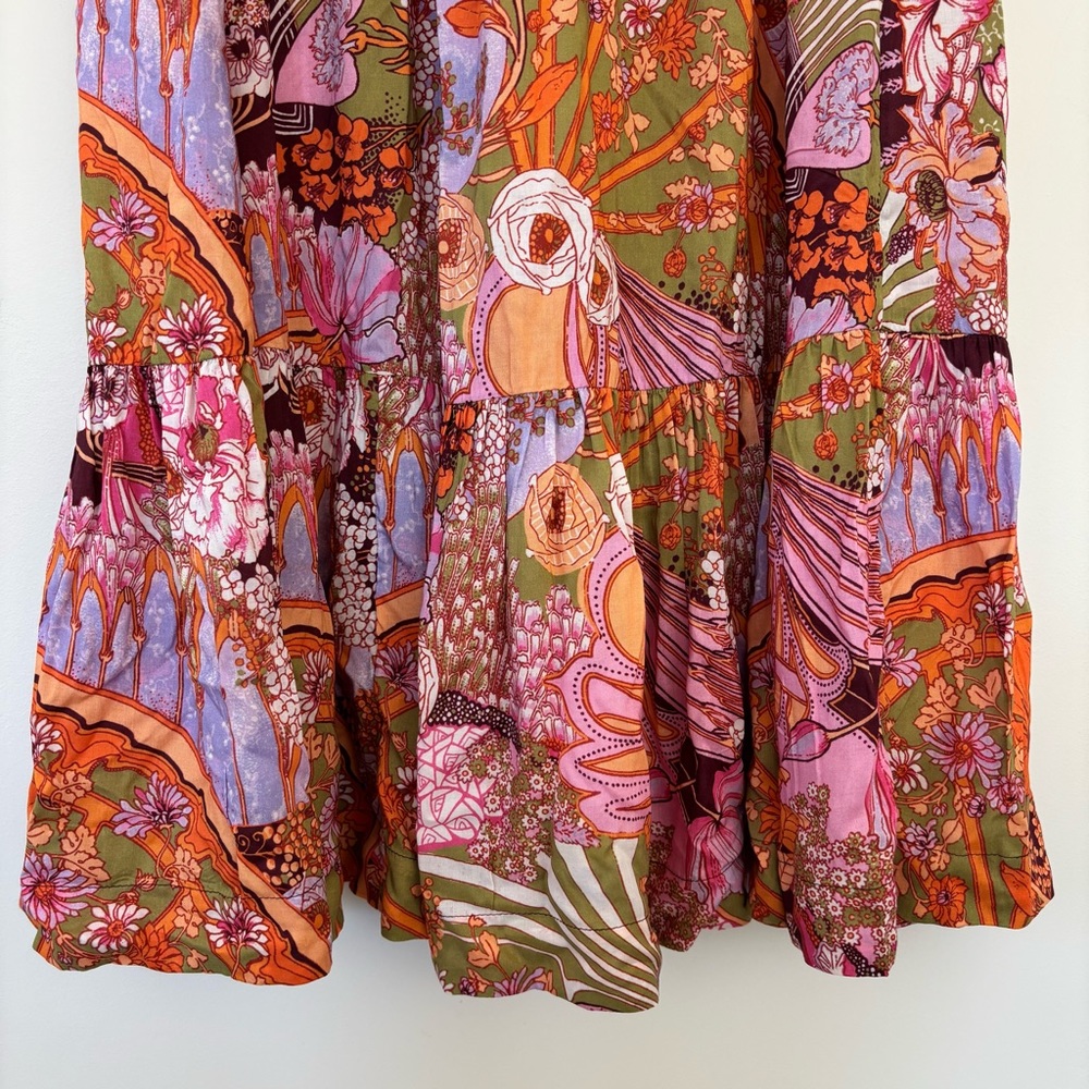 Anthropologie Pink and Orange Ruffled Tiered Maxi Sundress - Picture 4 of 9
